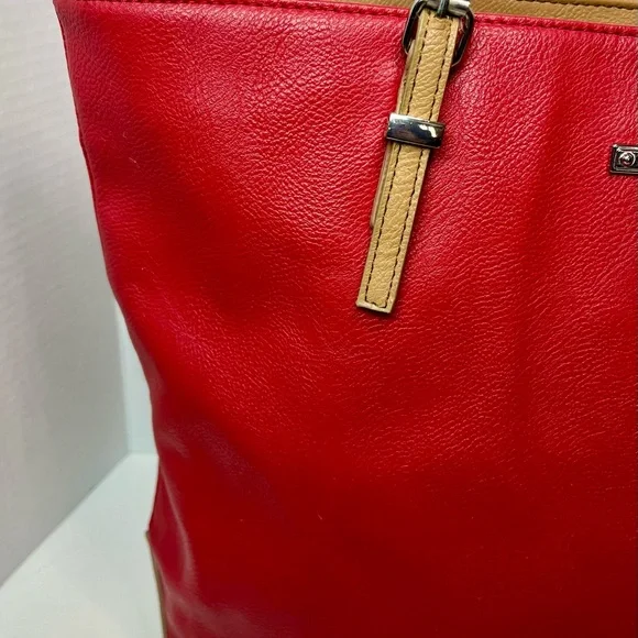 Nine West Red Tote with Tan Straps - Picture 3 of 16